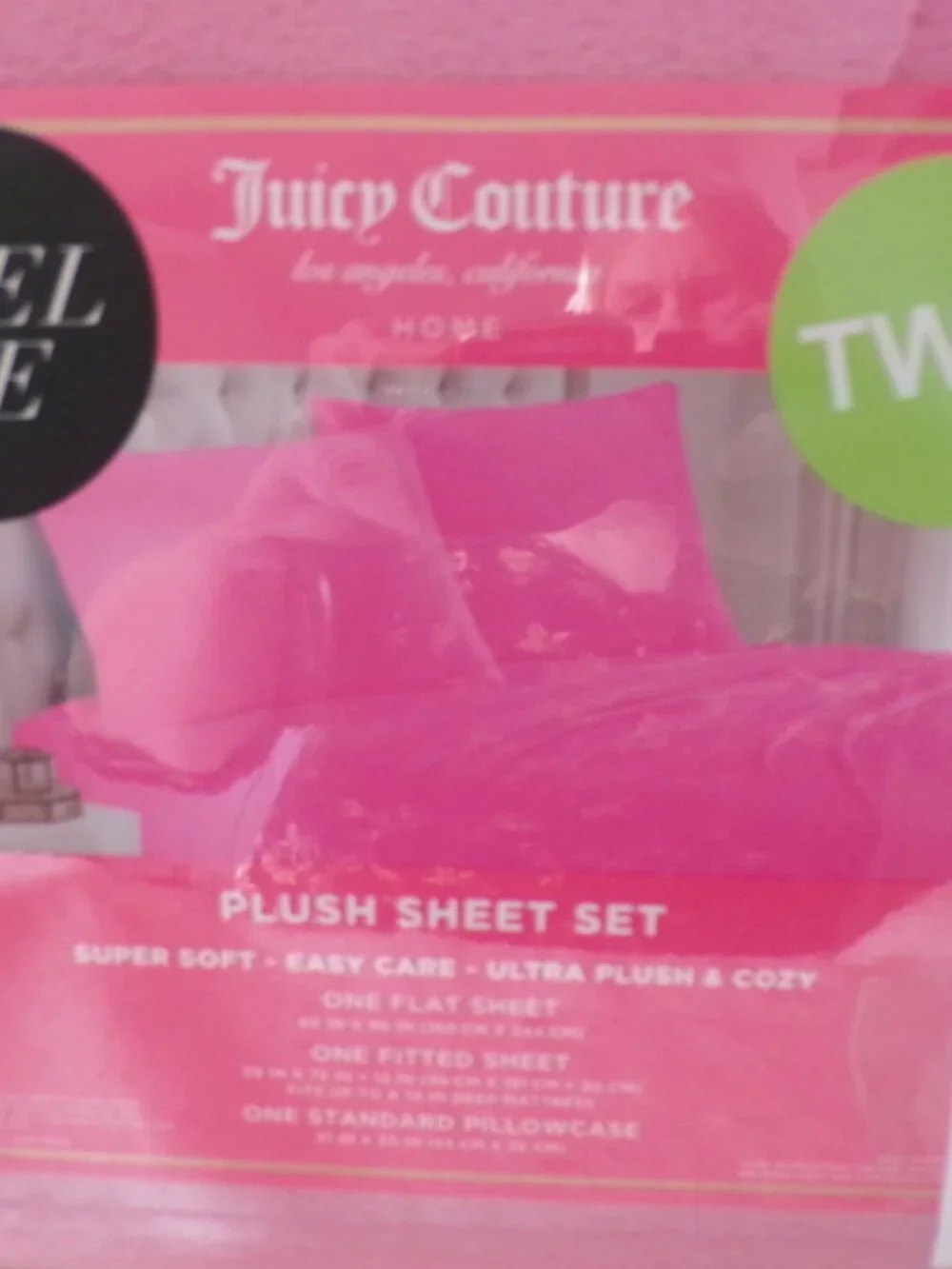 Juicy Couture Plush Sheet Set Pink Soft & Cozy Twin 3 Pieces NEW
